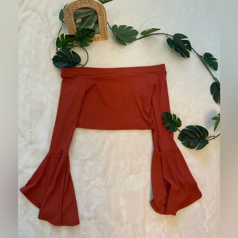 Bell Sleeve Crop Top